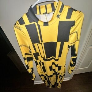 SHEIN SXY Dress, ribbed/slim fit, size S, black and yellow dress